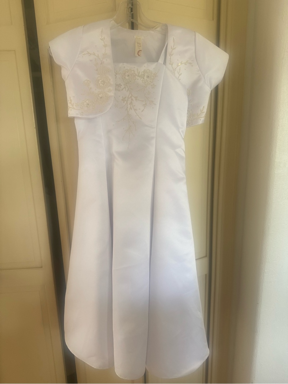 Lily Kid White Floral-Trim Dress Top